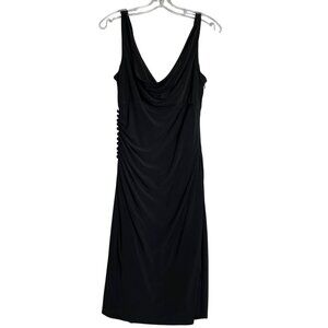 White House Black Market Cowl Neck Ruched Midi Revenge Dress Womens 4 Sleeveless